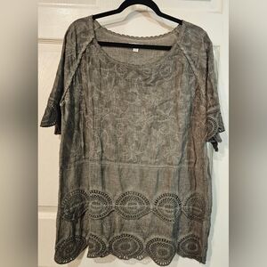 Cato Green Relaxed Boxy Tunic Blouse